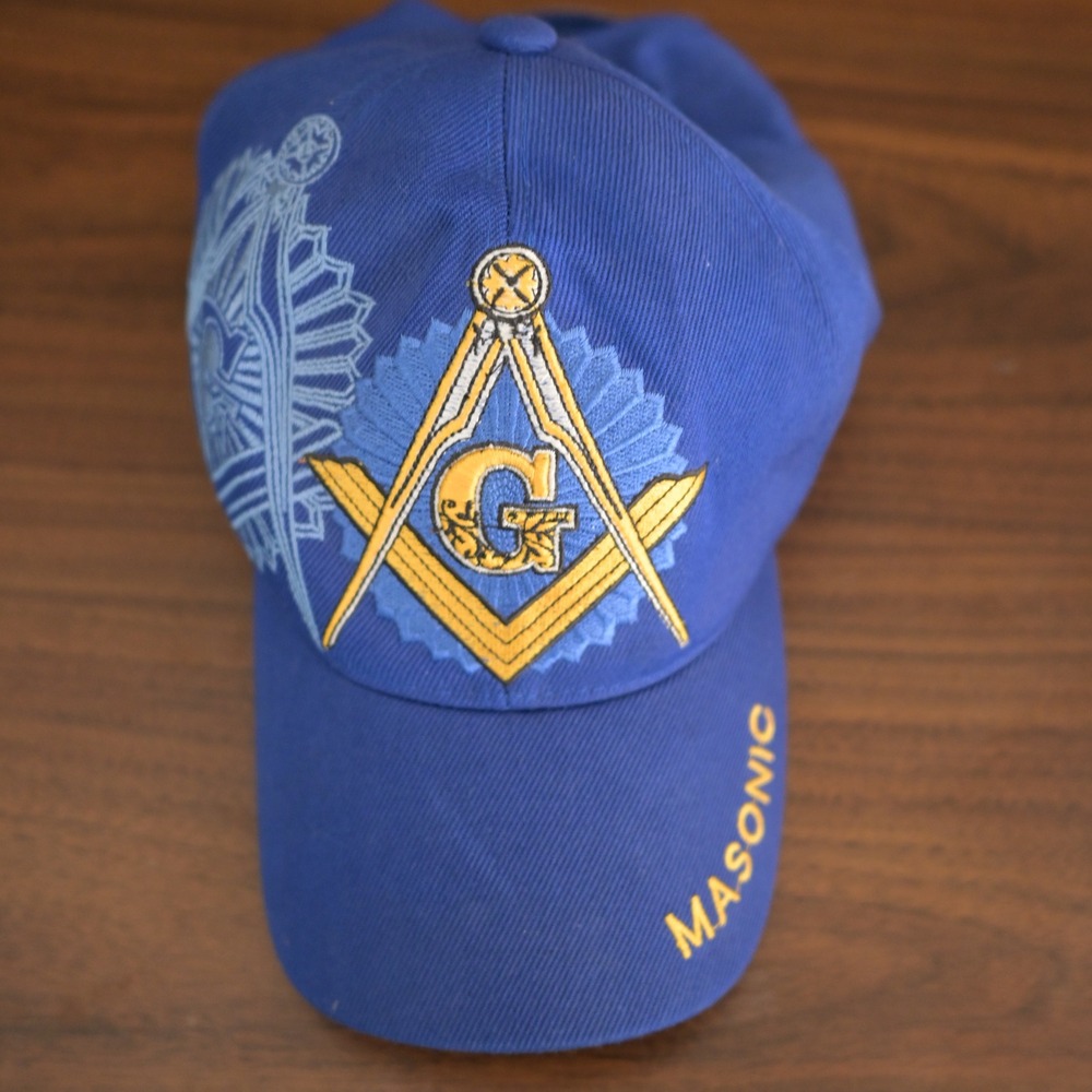 Blue Ocean Masonic Freemason Square Compasses Embroidered Hat Blue Baseball Cap